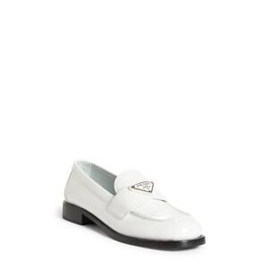 Prada Sleek White Logo Penny Loafer Shoes Size 7.5 US / 37.5 EU